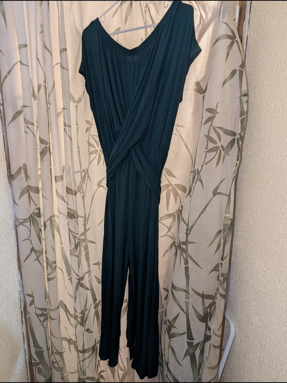 Twist-Front Teal Wide-Leg Jumpsuit
